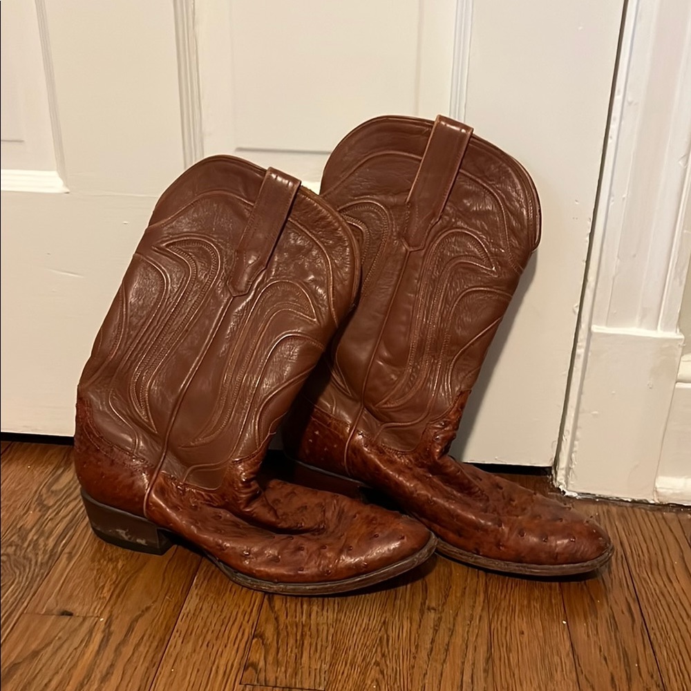 Tecovas Brown Ostrich Cowboy Boots